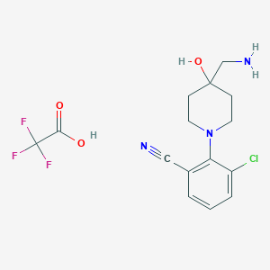 2-[4-(Aminomethyl)-4-hydroxypiperidin-1-yl]-3-chlorobenzonitrile;2,2,2-trifluoroacetic acid