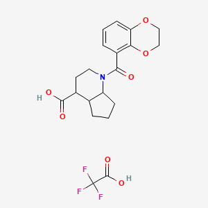 1-(2,3-Dihydro-1,4-benzodioxine-5-carbonyl)-2,3,4,4a,5,6,7,7a-octahydrocyclopenta[b]pyridine-4-carboxylic acid;2,2,2-trifluoroacetic acid