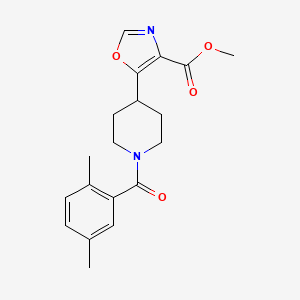 molecular formula C19H22N2O4 B7315616 Methyl 5-[1-(2,5-dimethylbenzoyl)piperidin-4-yl]-1,3-oxazole-4-carboxylate 