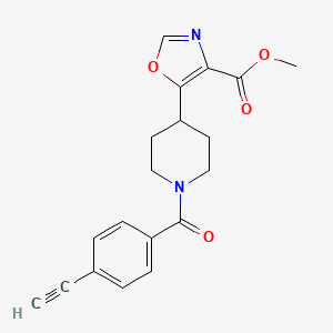 molecular formula C19H18N2O4 B7315622 Methyl 5-[1-(4-ethynylbenzoyl)piperidin-4-yl]-1,3-oxazole-4-carboxylate 