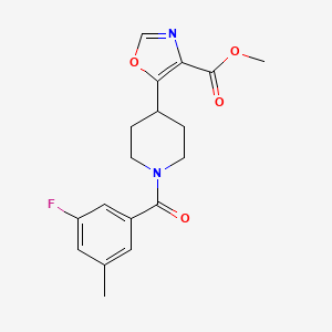 molecular formula C18H19FN2O4 B7315643 Methyl 5-[1-(3-fluoro-5-methylbenzoyl)piperidin-4-yl]-1,3-oxazole-4-carboxylate 