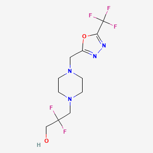 2,2-Difluoro-3-[4-[[5-(trifluoromethyl)-1,3,4-oxadiazol-2-yl]methyl]piperazin-1-yl]propan-1-ol