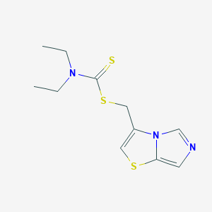 molecular formula C11H15N3S3 B7316182 imidazo[5,1-b][1,3]thiazol-3-ylmethyl N,N-diethylcarbamodithioate 