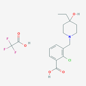 2-Chloro-3-[(4-ethyl-4-hydroxypiperidin-1-yl)methyl]benzoic acid;2,2,2-trifluoroacetic acid