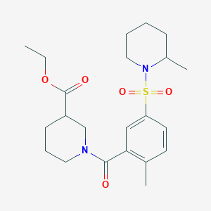 Ethyl 1-[2-methyl-5-(2-methylpiperidin-1-yl)sulfonylbenzoyl]piperidine-3-carboxylate