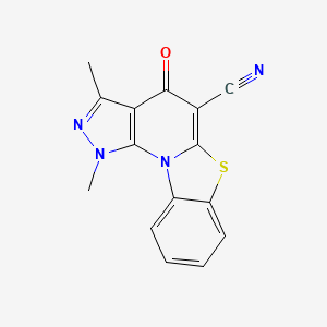 3,5-Dimethyl-7-oxo-10-thia-1,3,4-triazatetracyclo[7.7.0.02,6.011,16]hexadeca-2(6),4,8,11,13,15-hexaene-8-carbonitrile