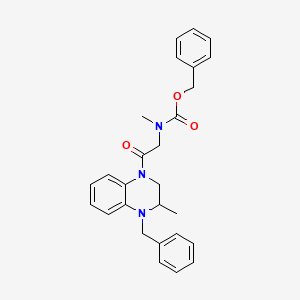 molecular formula C27H29N3O3 B7317618 benzyl N-[2-(4-benzyl-3-methyl-2,3-dihydroquinoxalin-1-yl)-2-oxoethyl]-N-methylcarbamate 