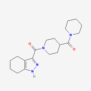 molecular formula C19H28N4O2 B7318645 piperidin-1-yl-[1-(4,5,6,7-tetrahydro-1H-indazole-3-carbonyl)piperidin-4-yl]methanone 