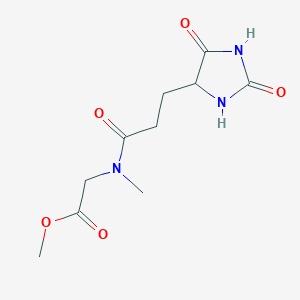 molecular formula C10H15N3O5 B7318763 Methyl 2-[3-(2,5-dioxoimidazolidin-4-yl)propanoyl-methylamino]acetate 