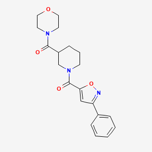 molecular formula C20H23N3O4 B7318978 Morpholin-4-yl-[1-(3-phenyl-1,2-oxazole-5-carbonyl)piperidin-3-yl]methanone 