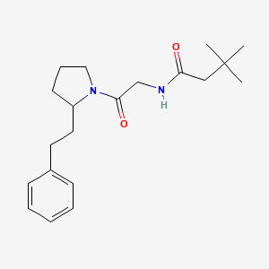 3,3-dimethyl-N-[2-oxo-2-[2-(2-phenylethyl)pyrrolidin-1-yl]ethyl]butanamide