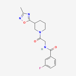 3-fluoro-N-[2-[3-(3-methyl-1,2,4-oxadiazol-5-yl)piperidin-1-yl]-2-oxoethyl]benzamide