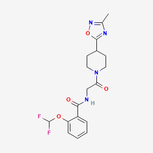 2-(difluoromethoxy)-N-[2-[4-(3-methyl-1,2,4-oxadiazol-5-yl)piperidin-1-yl]-2-oxoethyl]benzamide