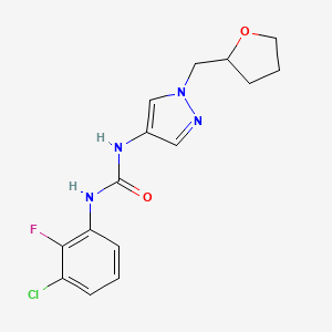 1-(3-Chloro-2-fluorophenyl)-3-[1-(oxolan-2-ylmethyl)pyrazol-4-yl]urea