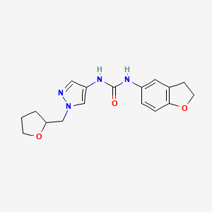 1-(2,3-Dihydro-1-benzofuran-5-yl)-3-[1-(oxolan-2-ylmethyl)pyrazol-4-yl]urea