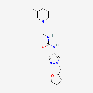 1-[2-Methyl-2-(3-methylpiperidin-1-yl)propyl]-3-[1-(oxolan-2-ylmethyl)pyrazol-4-yl]urea