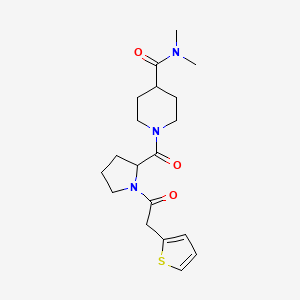 N,N-dimethyl-1-[1-(2-thiophen-2-ylacetyl)pyrrolidine-2-carbonyl]piperidine-4-carboxamide