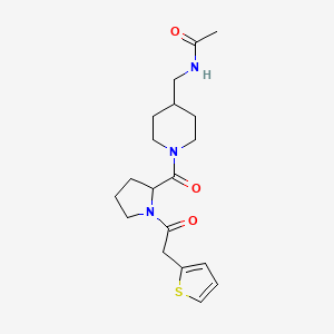 N-[[1-[1-(2-thiophen-2-ylacetyl)pyrrolidine-2-carbonyl]piperidin-4-yl]methyl]acetamide