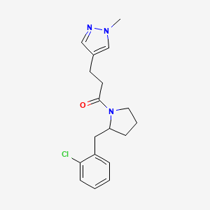 1-[2-[(2-Chlorophenyl)methyl]pyrrolidin-1-yl]-3-(1-methylpyrazol-4-yl)propan-1-one