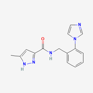 N-[(2-imidazol-1-ylphenyl)methyl]-5-methyl-1H-pyrazole-3-carboxamide