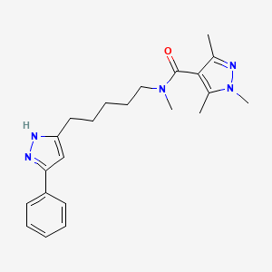 N,1,3,5-tetramethyl-N-[5-(3-phenyl-1H-pyrazol-5-yl)pentyl]pyrazole-4-carboxamide