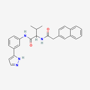 3-methyl-2-[(2-naphthalen-2-ylacetyl)amino]-N-[3-(1H-pyrazol-5-yl)phenyl]butanamide