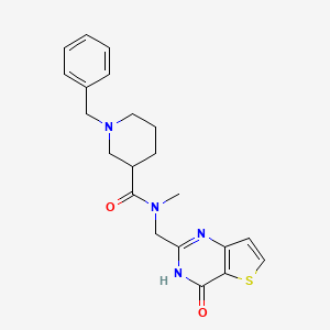 1-benzyl-N-methyl-N-[(4-oxo-3H-thieno[3,2-d]pyrimidin-2-yl)methyl]piperidine-3-carboxamide