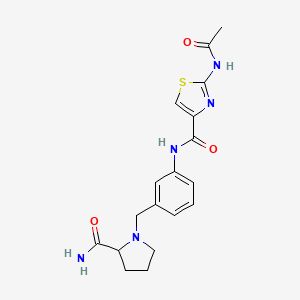 2-acetamido-N-[3-[(2-carbamoylpyrrolidin-1-yl)methyl]phenyl]-1,3-thiazole-4-carboxamide