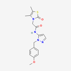 2-(4,5-dimethyl-2-oxo-1,3-thiazol-3-yl)-N-[2-[(4-methoxyphenyl)methyl]pyrazol-3-yl]acetamide