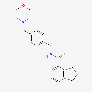 N-[[4-(morpholin-4-ylmethyl)phenyl]methyl]-2,3-dihydro-1H-indene-4-carboxamide