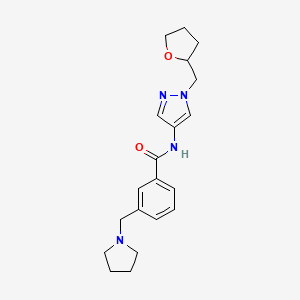 N-[1-(oxolan-2-ylmethyl)pyrazol-4-yl]-3-(pyrrolidin-1-ylmethyl)benzamide