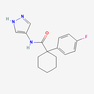 molecular formula C16H18FN3O B7326679 1-(4-fluorophenyl)-N-(1H-pyrazol-4-yl)cyclohexane-1-carboxamide 