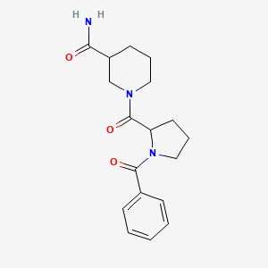 molecular formula C18H23N3O3 B7326760 1-(1-Benzoylpyrrolidine-2-carbonyl)piperidine-3-carboxamide 