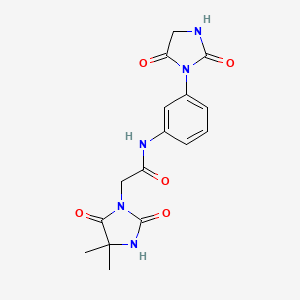 molecular formula C16H17N5O5 B7326785 2-(4,4-dimethyl-2,5-dioxoimidazolidin-1-yl)-N-[3-(2,5-dioxoimidazolidin-1-yl)phenyl]acetamide 