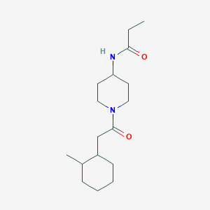 molecular formula C17H30N2O2 B7326790 N-[1-[2-(2-methylcyclohexyl)acetyl]piperidin-4-yl]propanamide 