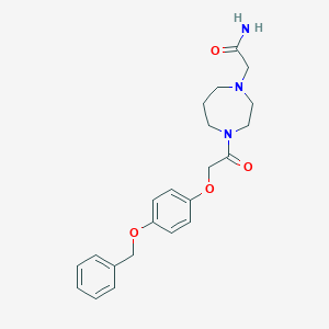 molecular formula C22H27N3O4 B7326846 2-[4-[2-(4-Phenylmethoxyphenoxy)acetyl]-1,4-diazepan-1-yl]acetamide 