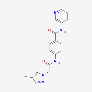 molecular formula C18H17N5O2 B7326853 4-[[2-(4-methylpyrazol-1-yl)acetyl]amino]-N-pyridin-3-ylbenzamide 