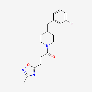 1-[4-[(3-Fluorophenyl)methyl]piperidin-1-yl]-3-(3-methyl-1,2,4-oxadiazol-5-yl)propan-1-one