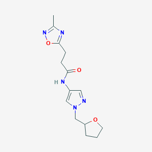 3-(3-methyl-1,2,4-oxadiazol-5-yl)-N-[1-(oxolan-2-ylmethyl)pyrazol-4-yl]propanamide