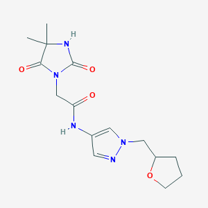 2-(4,4-dimethyl-2,5-dioxoimidazolidin-1-yl)-N-[1-(oxolan-2-ylmethyl)pyrazol-4-yl]acetamide