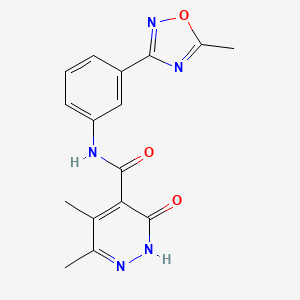 molecular formula C16H15N5O3 B7326958 3,4-dimethyl-N-[3-(5-methyl-1,2,4-oxadiazol-3-yl)phenyl]-6-oxo-1H-pyridazine-5-carboxamide 