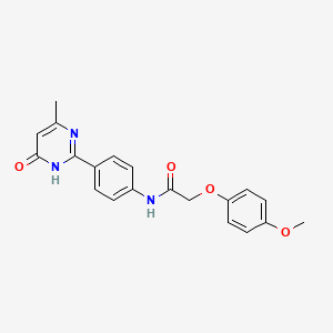 molecular formula C20H19N3O4 B7326971 2-(4-methoxyphenoxy)-N-[4-(4-methyl-6-oxo-1H-pyrimidin-2-yl)phenyl]acetamide 