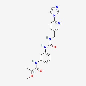 molecular formula C20H22N6O3 B7327000 N-[3-[(6-imidazol-1-ylpyridin-3-yl)methylcarbamoylamino]phenyl]-2-methoxypropanamide 