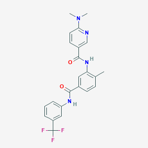 molecular formula C23H21F3N4O2 B7327009 6-(dimethylamino)-N-[2-methyl-5-[[3-(trifluoromethyl)phenyl]carbamoyl]phenyl]pyridine-3-carboxamide 