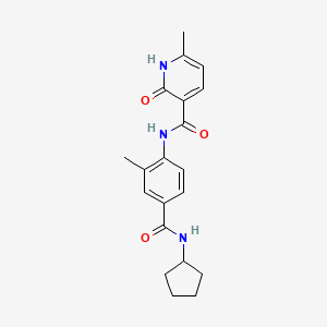 molecular formula C20H23N3O3 B7327017 N-[4-(cyclopentylcarbamoyl)-2-methylphenyl]-6-methyl-2-oxo-1H-pyridine-3-carboxamide 