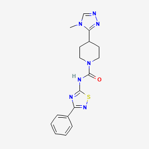 molecular formula C17H19N7OS B7327041 4-(4-methyl-1,2,4-triazol-3-yl)-N-(3-phenyl-1,2,4-thiadiazol-5-yl)piperidine-1-carboxamide 