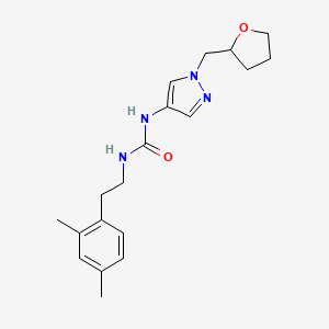 molecular formula C19H26N4O2 B7327044 1-[2-(2,4-Dimethylphenyl)ethyl]-3-[1-(oxolan-2-ylmethyl)pyrazol-4-yl]urea 