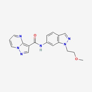 molecular formula C17H16N6O2 B7327078 N-[1-(2-methoxyethyl)indazol-6-yl]pyrazolo[1,5-a]pyrimidine-3-carboxamide 