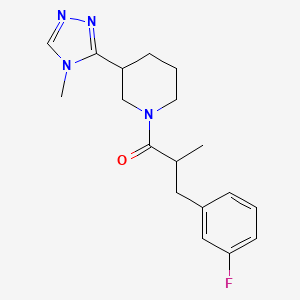 3-(3-Fluorophenyl)-2-methyl-1-[3-(4-methyl-1,2,4-triazol-3-yl)piperidin-1-yl]propan-1-one