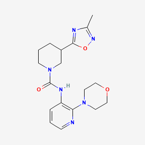 molecular formula C18H24N6O3 B7327134 3-(3-methyl-1,2,4-oxadiazol-5-yl)-N-(2-morpholin-4-ylpyridin-3-yl)piperidine-1-carboxamide 